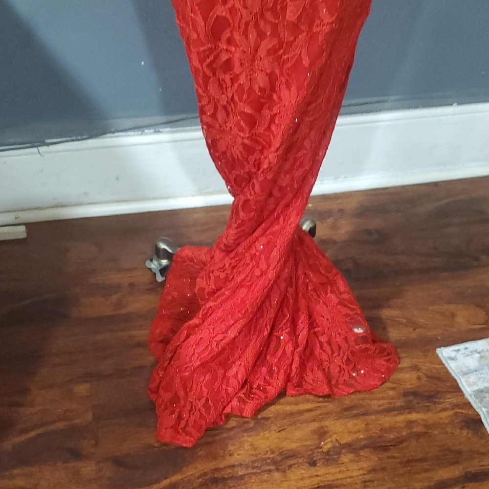 City Triangles Elegant Red Lace Maxi Dress - Picture 6 of 16